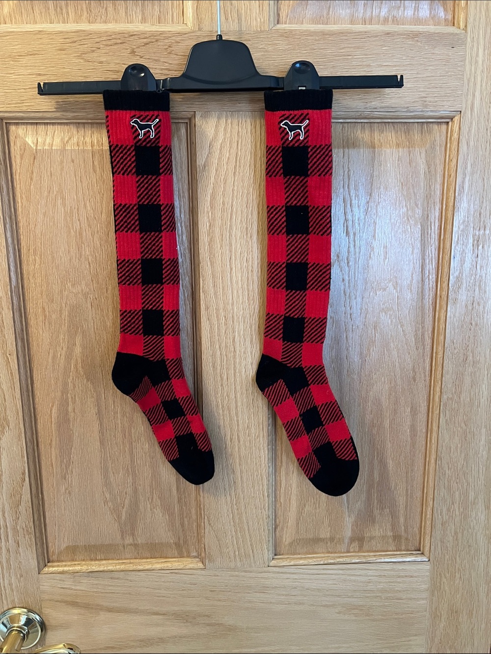 Red & Black Buffalo Plaid Knee-High Socks - Boot Socks